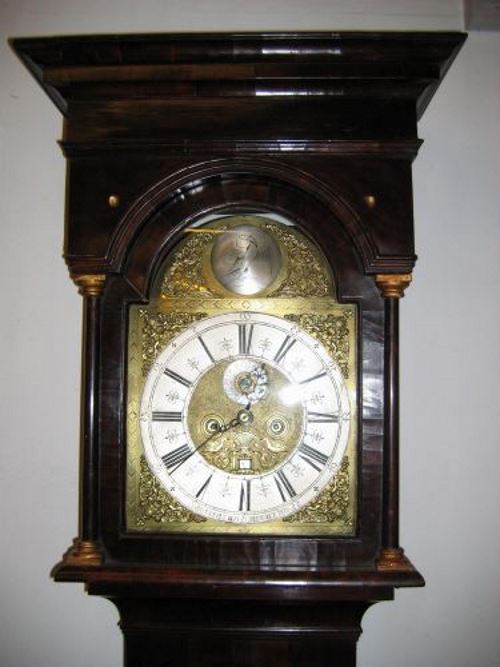 Walnut period long case clock hood